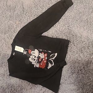 Women's Light weight, Disney, Mickey and Minnie, sweatshirt, black, small